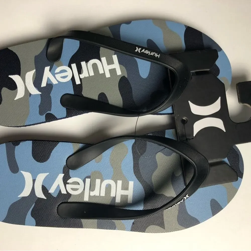 Hurley Men's Blue Gray Camo Beach Style Flip-flops  Sz  10